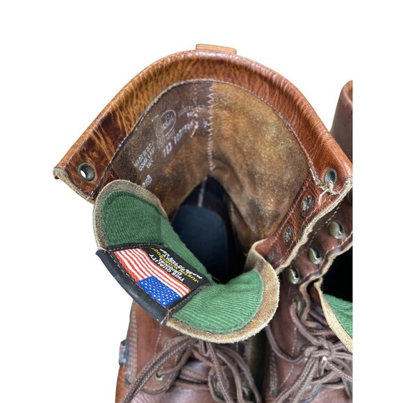 Justin Workboot mens brown leather mid calf work boots Sz 9.5B SKU 9769 - Picture 10 of 16